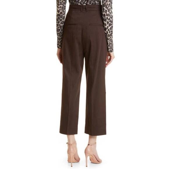 HUGO BOSS Womens Tapika Ankle Trousers Size 0 Dark Brown Stretch Cotton NWOT - Picture 3 of 11